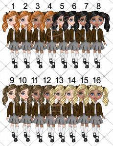 Backpack Character - Girl Brown Uniform