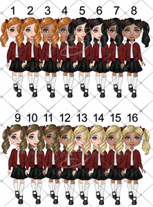 Backpack Character - Girl Burgundy Uniform