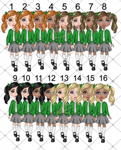 Backpack Character - Girl Green Uniform